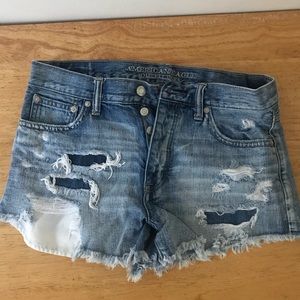AE high-waisted ripped jean shorts.